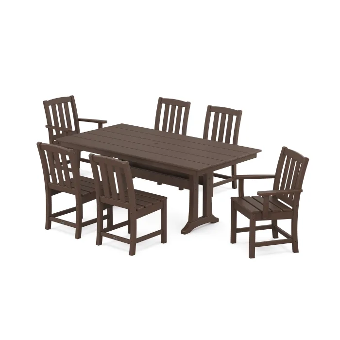 POLYWOOD Cape Cod 7-Piece Farmhouse Dining Set with Trestle Legs
