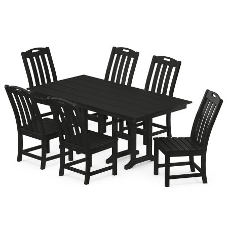 Yacht Club 7-Piece Farmhouse Side Chair Dining Set in Charcoal Black