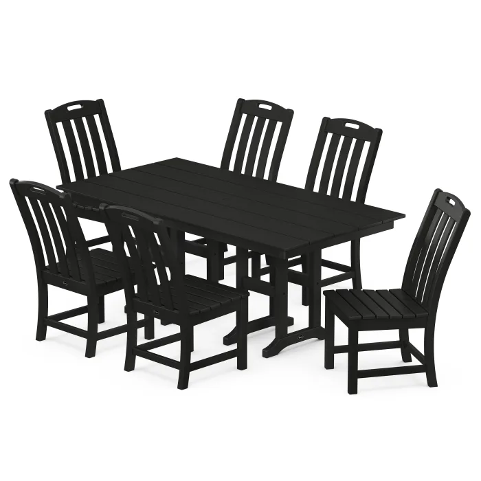 POLYWOOD Yacht Club 7-Piece Farmhouse Side Chair Dining Set