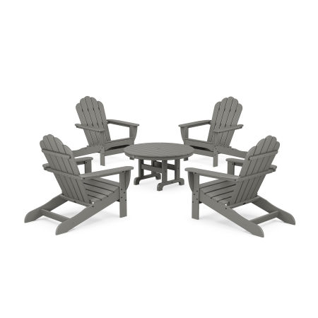 POLYWOOD 5-Piece Monterey Bay Oversized Adirondack Chair Conversation Group in Stepping Stone
