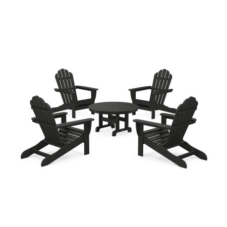 POLYWOOD 5-Piece Monterey Bay Adirondack Chair Conversation Group in Charcoal Black