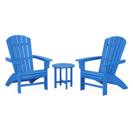 Trex Outdoor Furniture Yacht Club 3-Piece Curveback Adirondack Set in Pacific Blue