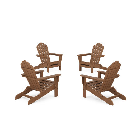 POLYWOOD 4-Piece Monterey Bay Folding Adirondack Chair Conversation Set in Tree House