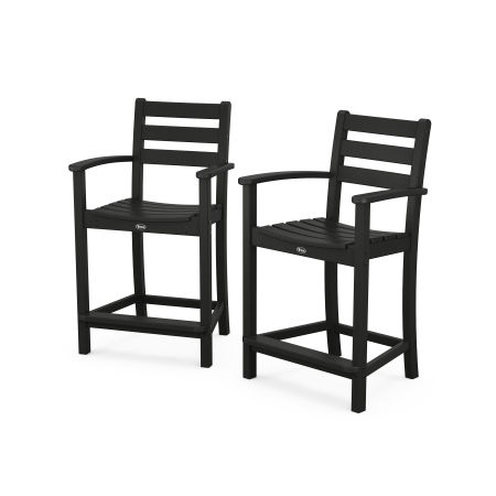 POLYWOOD Monterey Bay 2-Piece Counter Chair Set in Charcoal Black