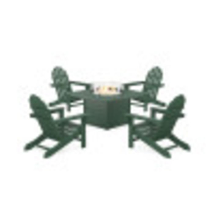 POLYWOOD Cape Cod Adirondack 5-Piece Set with Square Fire Pit Table