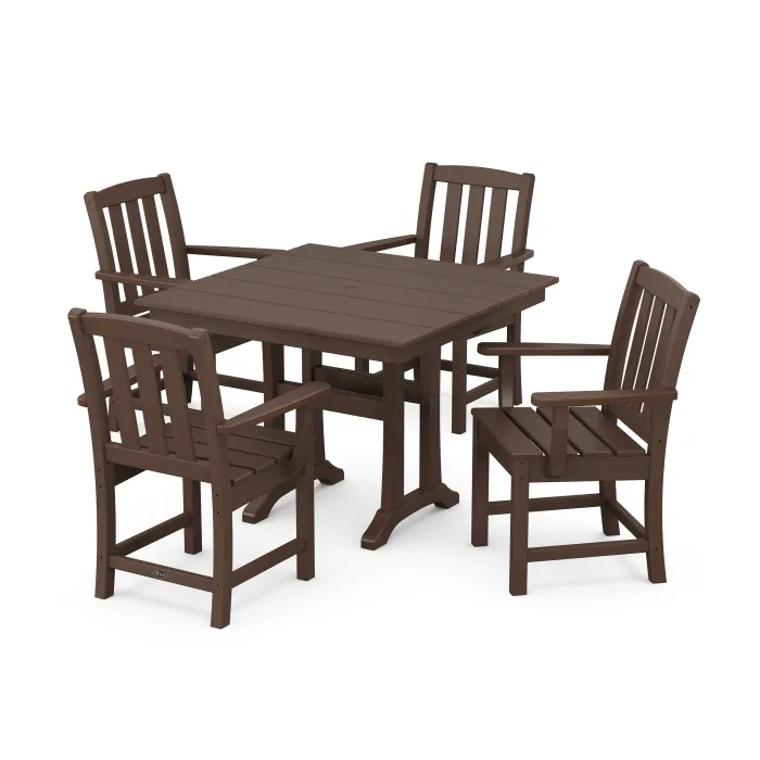 POLYWOOD Cape Cod 5-Piece Farmhouse Dining Set with Trestle Legs
