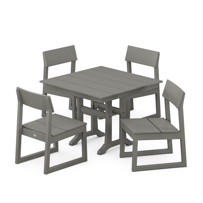 EDGE 5-Piece Farmhouse Trestle Side Chair Dining Set