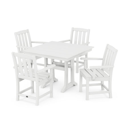 POLYWOOD Cape Cod 5-Piece Farmhouse Dining Set with Trestle Legs in Classic White