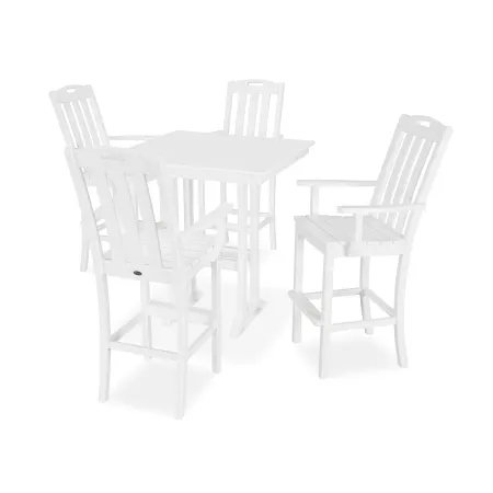 Trex Outdoor Furniture Yacht Club 5-Piece Farmhouse Arm Chair Bar Set in Classic White