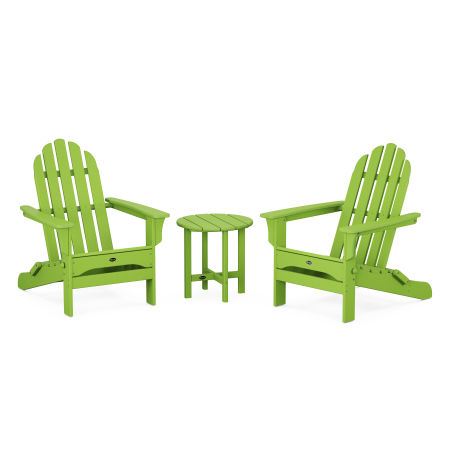 Trex Outdoor Furniture Cape Cod Folding Adirondack Set with Side Table in Lime