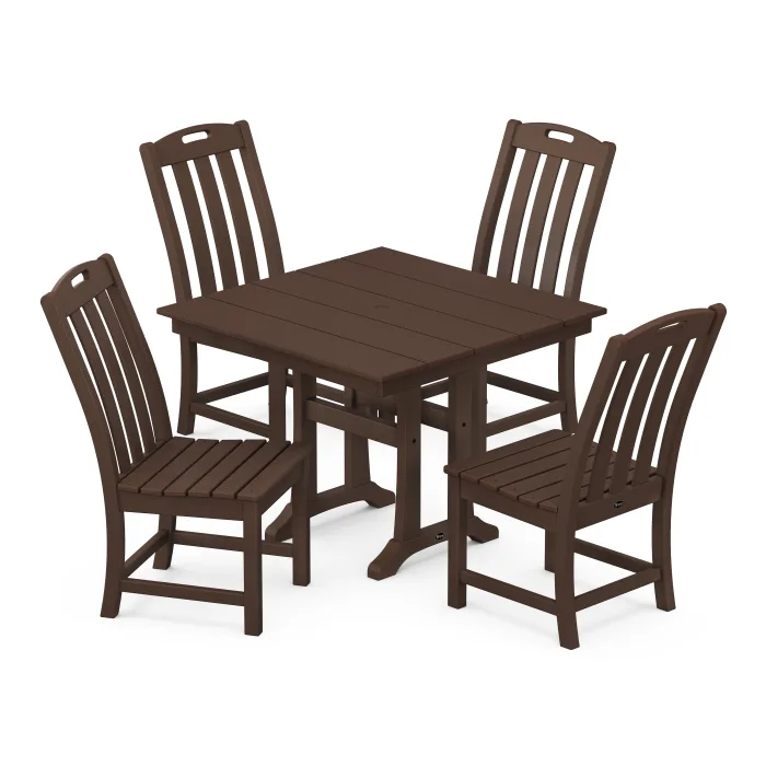 POLYWOOD Yacht Club 5-Piece Farmhouse Trestle Side Chair Dining Set