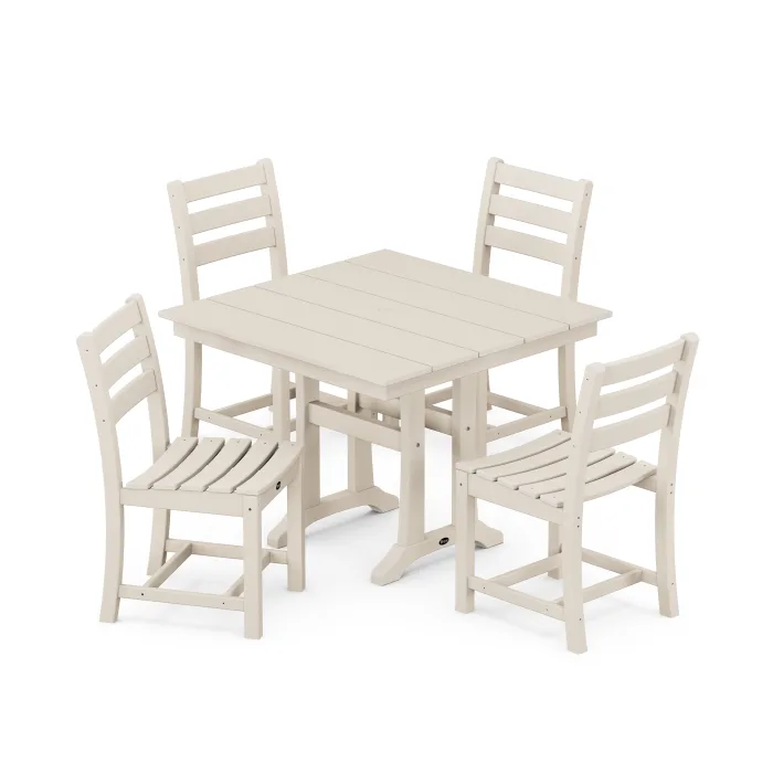 POLYWOOD Monterey Bay 5-Piece Farmhouse Trestle Side Chair Dining Set