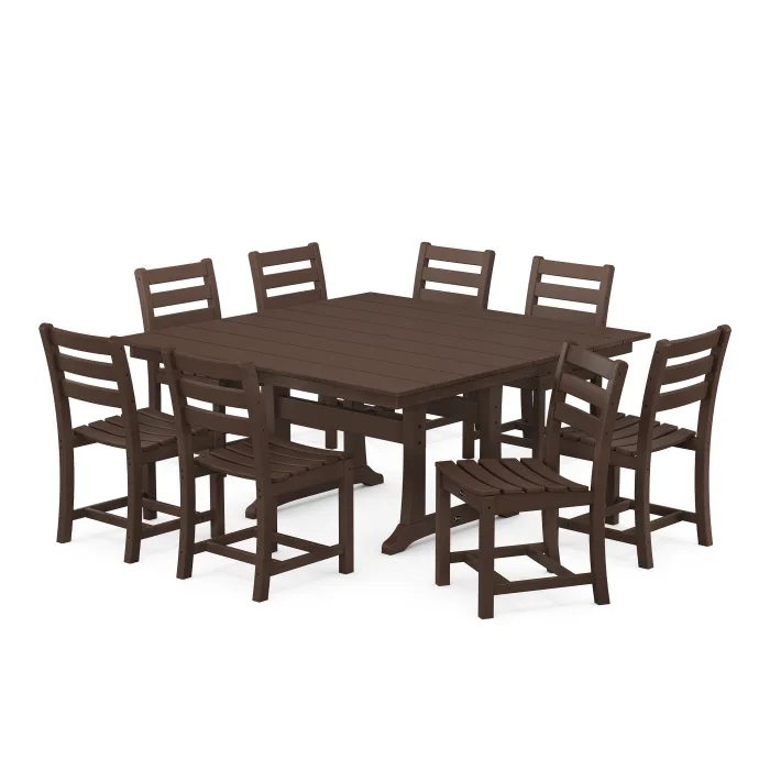 POLYWOOD Monterey Bay 9-Piece Farmhouse Trestle Dining Set