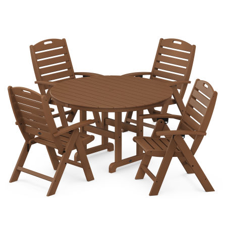 Yacht Club Highback 5-Piece Round Dining Set in Tree House