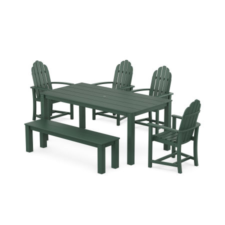 POLYWOOD Cape Cod Adirondack 6-Piece Parsons Dining Set with Bench in Rainforest Canopy