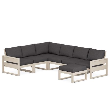 Eastport 6-Piece Sectional with Ottoman in Sand Castle / Ash Charcoal