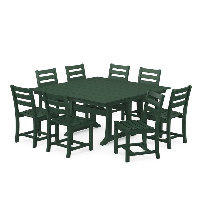 POLYWOOD Monterey Bay 9-Piece Farmhouse Trestle Dining Set