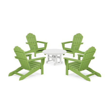 POLYWOOD 5-Piece Monterey Bay Oversized Adirondack Chair Conversation Group in Lime