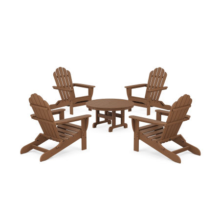 POLYWOOD 5-Piece Monterey Bay Folding Adirondack Chair Conversation Group in Tree House