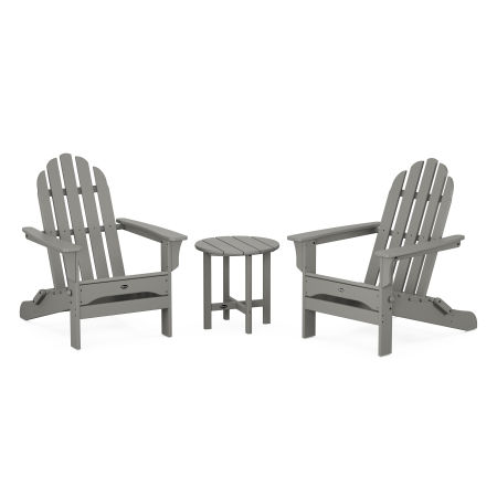 Cape Cod Folding Adirondack Set with Side Table in Stepping Stone