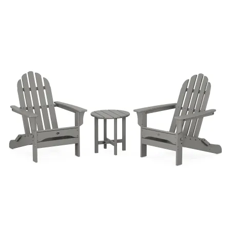 Trex Outdoor Furniture Cape Cod Folding Adirondack Set with Side Table in Stepping Stone