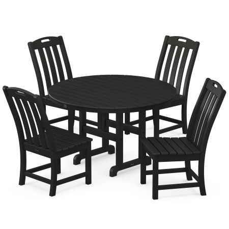 Yacht Club 5-Piece Round Side Chair Dining Set in Charcoal Black