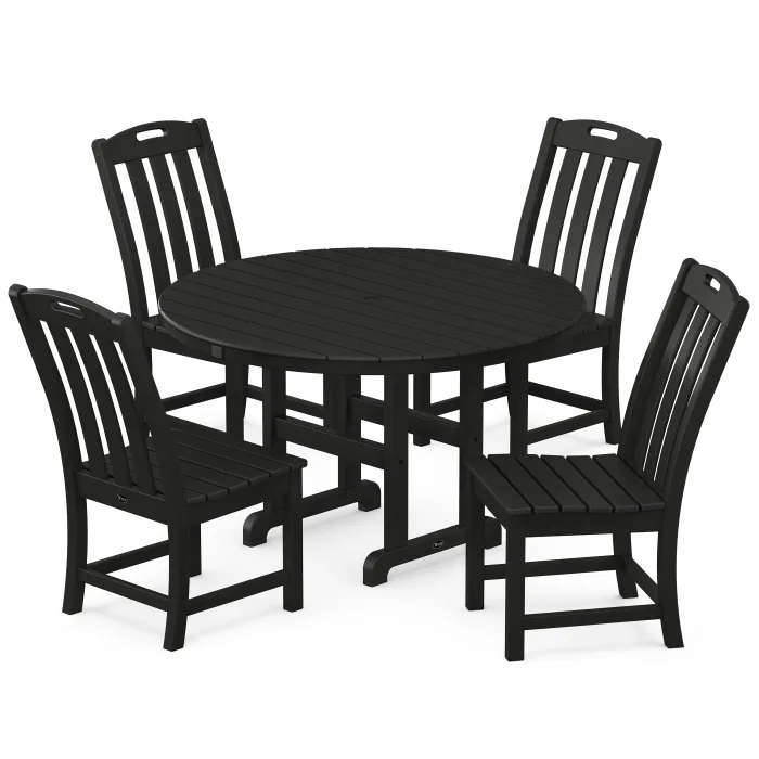 POLYWOOD Yacht Club 5-Piece Round Side Chair Dining Set