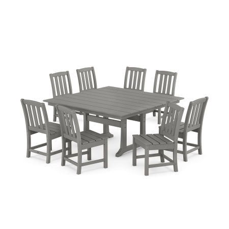 POLYWOOD Cape Cod Side Chair 9-Piece Square Farmhouse Dining Set with Trestle Legs in Stepping Stone