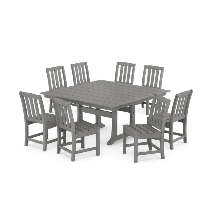 POLYWOOD Cape Cod Side Chair 9-Piece Square Farmhouse Dining Set with Trestle Legs