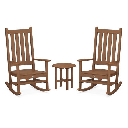 Cape Cod 3-Piece Porch Rocking Chair Set with Cape Cod Round 18" Side Table in Tree House