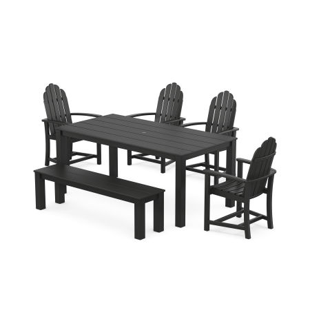 POLYWOOD Cape Cod Adirondack 6-Piece Parsons Dining Set with Bench in Charcoal Black