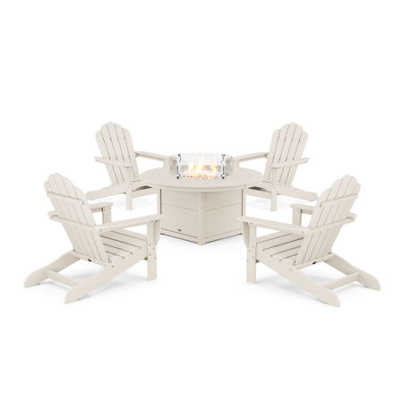 Trex Outdoor Furniture 5-Piece Monterey Bay Oversized Adirondack Conversation Set with Fire Pit Table