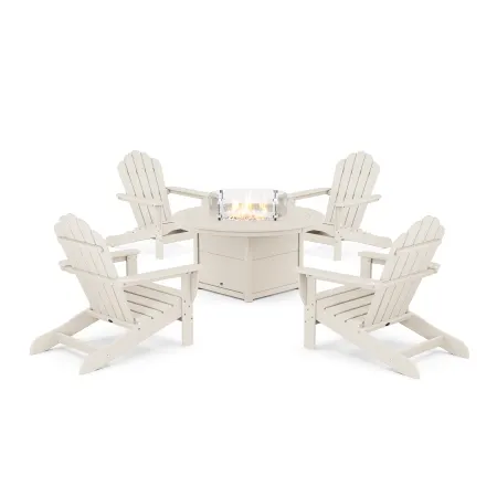 Trex Outdoor Furniture 5-Piece Monterey Bay Oversized Adirondack Conversation Set with Fire Pit Table