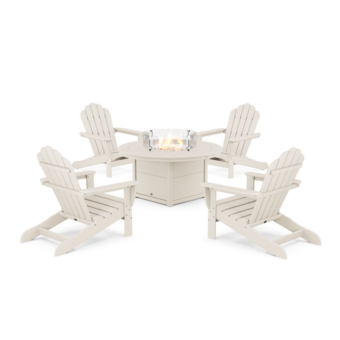 POLYWOOD 5-Piece Monterey Bay Oversized Adirondack Conversation Set with Fire Pit Table