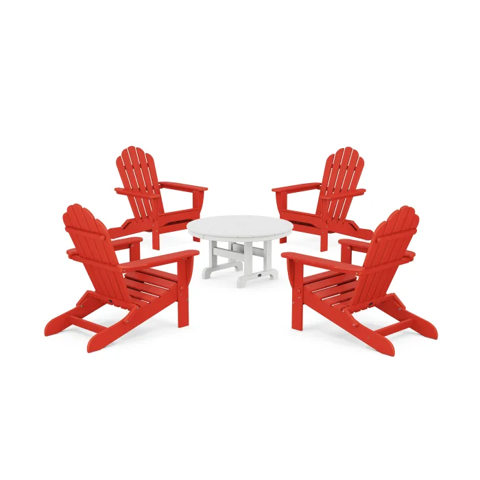 POLYWOOD 5-Piece Monterey Bay Folding Adirondack Chair Conversation Group