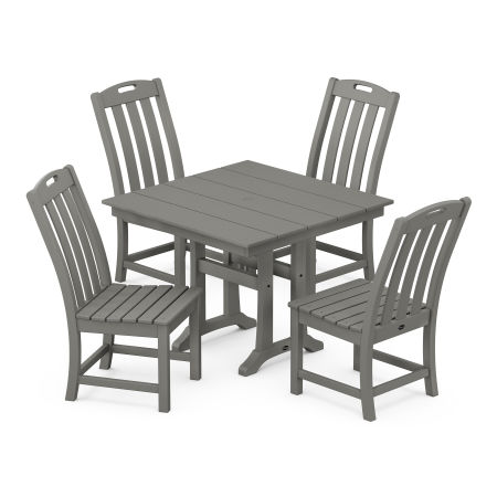 POLYWOOD Yacht Club 5-Piece Farmhouse Trestle Side Chair Dining Set in Stepping Stone