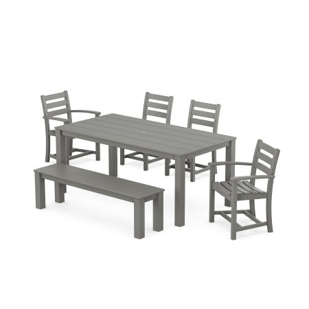 POLYWOOD Monterey Bay 6-Piece Parsons Dining Set with Bench in Stepping Stone