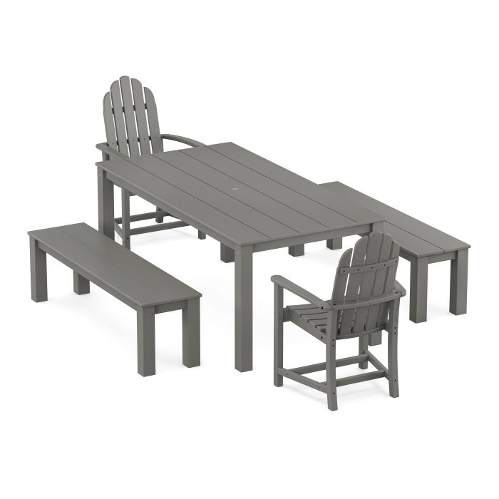 POLYWOOD Cape Cod Adirondack 5-Piece Parsons Dining Set with Benches