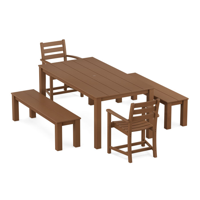 POLYWOOD Monterey Bay 5-Piece Parsons Dining Set with Benches