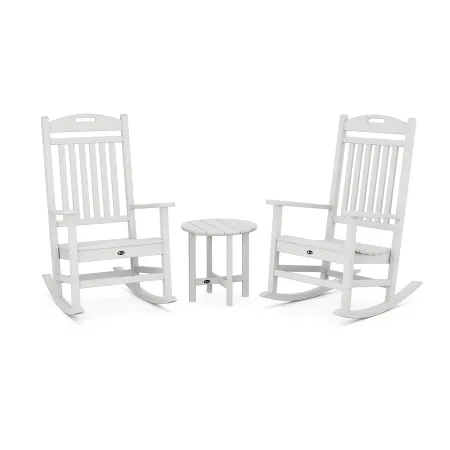 Trex Outdoor Furniture Yacht Club Rocker 3-Piece Set in Classic White