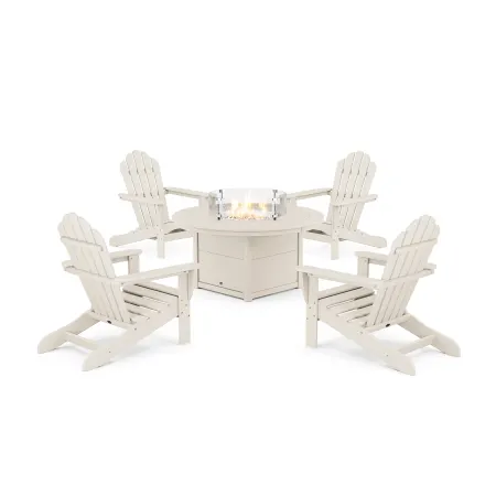 Trex Outdoor Furniture 5-Piece Monterey Bay Adirondack Conversation Set with Fire Pit Table