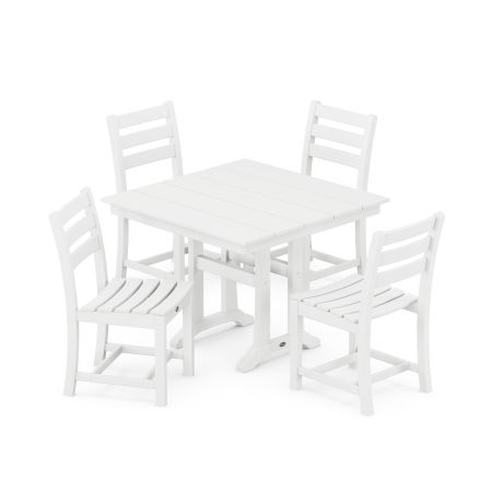 POLYWOOD Monterey Bay 5-Piece Farmhouse Trestle Side Chair Dining Set in Classic White