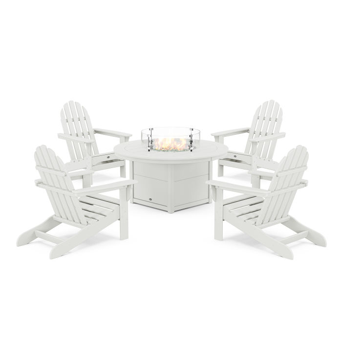 POLYWOOD Cape Cod Adirondack 5-Piece Set with Round Fire Pit Table