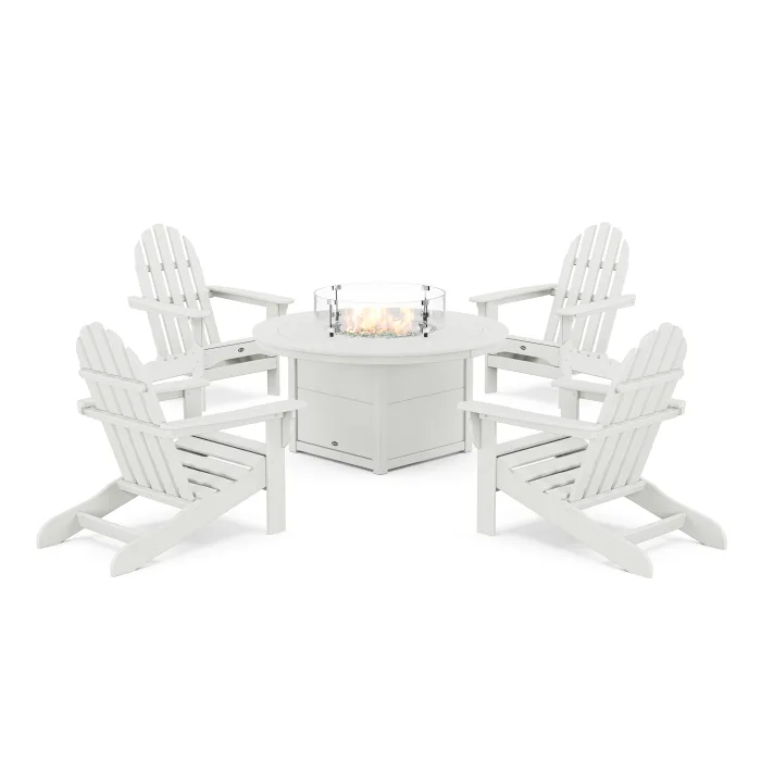 POLYWOOD Cape Cod Adirondack 5-Piece Set with Round Fire Pit Table
