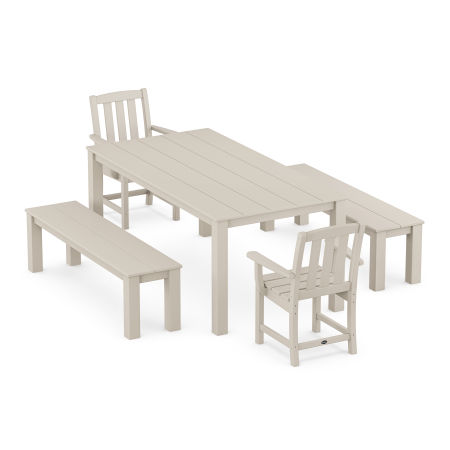 POLYWOOD Cape Cod 5-Piece Parsons Dining Set with Benches in Sand Castle