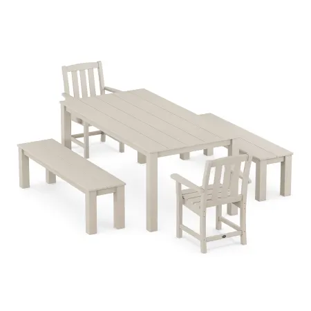 Trex Outdoor Furniture Cape Cod 5-Piece Parsons Dining Set with Benches