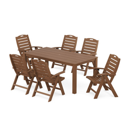 POLYWOOD Yacht Club Highback Chair 7-Piece Parsons Dining Set in Tree House