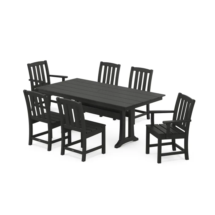 POLYWOOD Cape Cod 7-Piece Farmhouse Dining Set with Trestle Legs