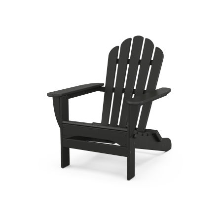 POLYWOOD Monterey Bay Folding Adirondack Chair in Charcoal Black