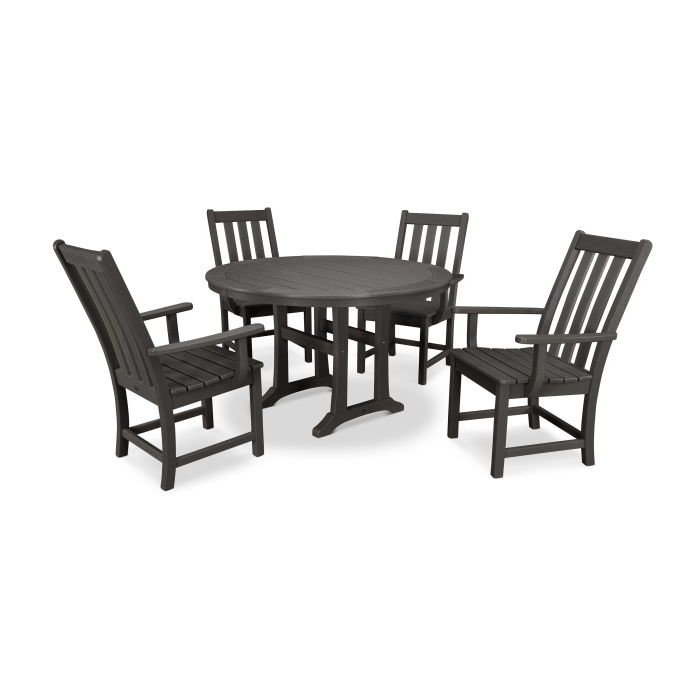 Vineyard 5-Piece Nautical Trestle Dining Set in Vintage Finish